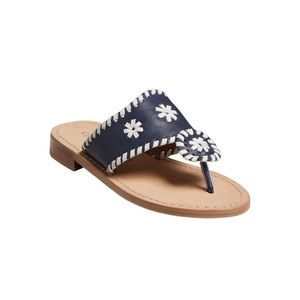 Jack Rogers Jack Flat Sandal Navy Blue and White Leather Slip On Women’s size 11